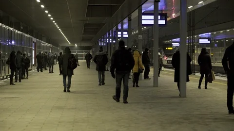 Footage of the people on the platform. Stock Footage 107939508