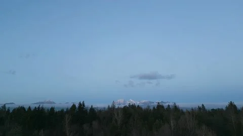 Footage of pine forest with a drone slowly rising to reveal beautiful valle.. Stock Footage 229009352