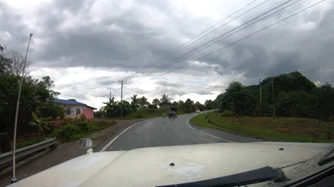Footage of point Of View Shot From Inside A Car Driving On Rural Road Stock Footage 107163135
