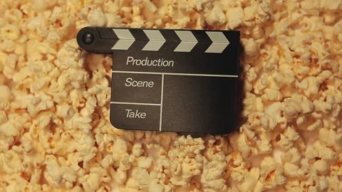 Footage of pop corn clapper board Stock Footage 169302577