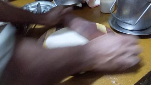 A footage of preparing of an Asian bread 動画素材 257013334