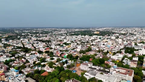 The footage presents a panoramic view of a vast, low-rise city. high-angle Stock Footage 314817111