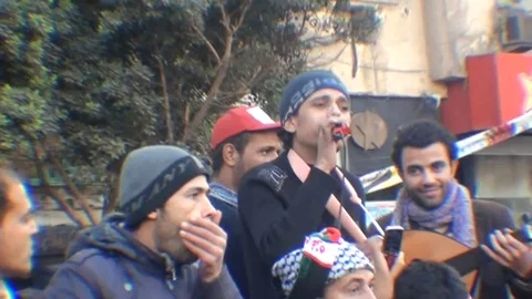 Footage of protesters flocking to Cairo Stock Footage 114797052