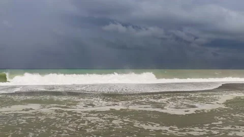 Footage of Rain Clouds Over the Sea Ocean. Black Clouds in Bad Weather. Stock Footage 226737831