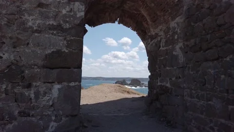 Footage of Rumeli Lighthouse Castle (Rumeli Feneri Kalesi). Black Sea coast Stock Footage 138531430