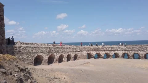 Footage of Rumeli Lighthouse Castle (Rumeli Feneri Kalesi). Black Sea coast Stock Footage 138531433