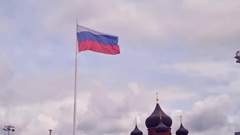 Footage of the Russian flag floating on the wind. Country Stock Footage 247043630