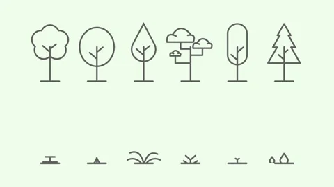 Footage set animation tree video line art design 2D Stock Footage 246260683