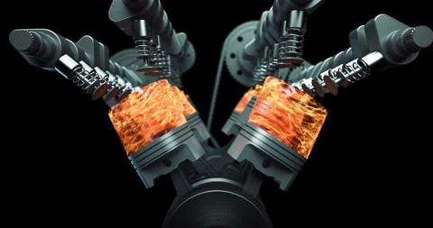Footage Showing V8 Car Engine Igniting at Fuel Station. Stock Footage 277413949