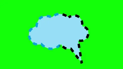 Footage shows a looping animation of a light blue speech bubble on a green .. Stock Footage 340537974