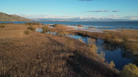 Footage of skadar lake from a drone Stock Footage 257090153