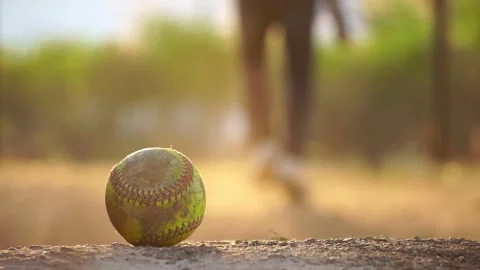 Footage Slow Motion: Baseball and sunset Stock Footage 145354581