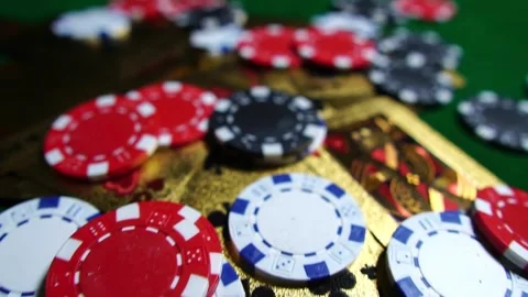 Footage Slow Motion: Playing chips and cards poker Stock Footage 157627044
