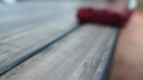 Footage Slow Motion: Worker Paint Surface color on the metal Stock Footage 135818166