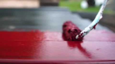 Footage Slow Motion: Worker Paint Surface color on the metal Stock Footage 135818232
