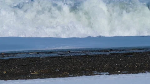 Footage of snow on the beach and Sea of Okhotsk from Abashiri National Park, Stock Footage 171253353