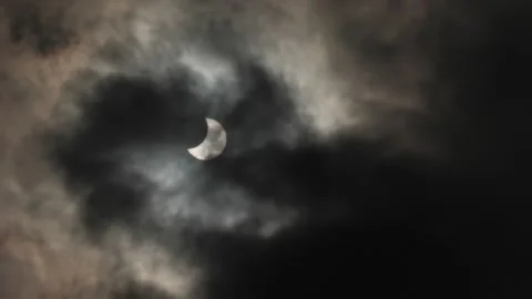 Footage solar eclipse, cloudiness Stock Footage 239019919