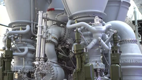 Footage of a Soviet rocket engine showcasing advanced aerospace engineering Vidéo 342074842