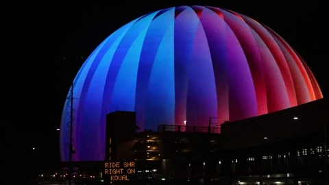 Footage of the Sphere, a music and entertainment arena in Las Vegas Nevada Stock Footage 263589719