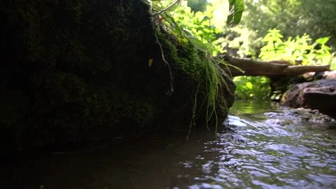 Footage of stream river at the waterfall. Slow motion Stock Footage 91589660