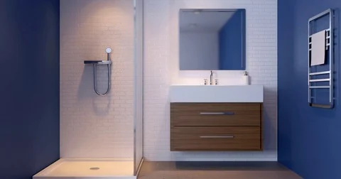 Footage. Stylish ceramic tiles in the bathroo Stock Footage