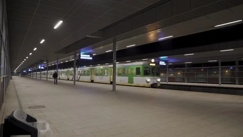 Footage of suburb train in traffic. Stock Footage 107613147