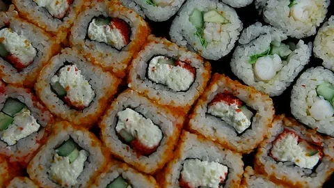 Footage of sushi roll set Stock Footage 129107904