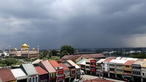 Footage time lapse raining at town Stock Footage 97962674