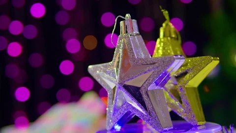 Footage of two star Christmas moving. Christmas Video stock 98321653