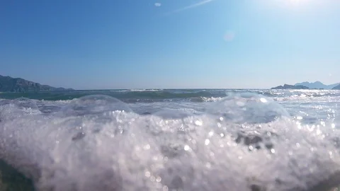 Footage of waves on the beach Stock Footage 92315414