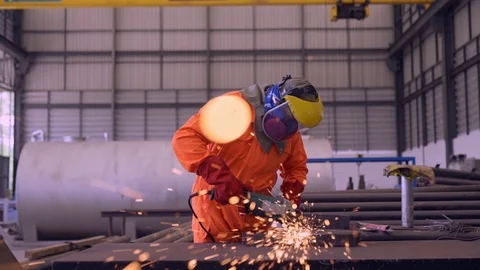  Footage welder welding pipe in workshop . Stock Footage 118709129