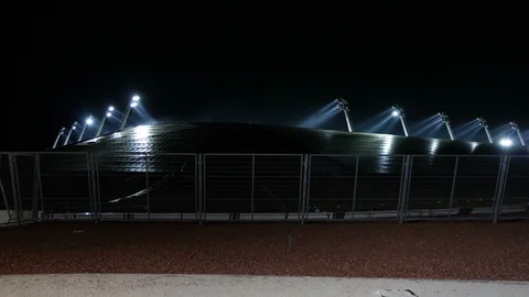 Footbal stadium at night Stock Footage 87705913