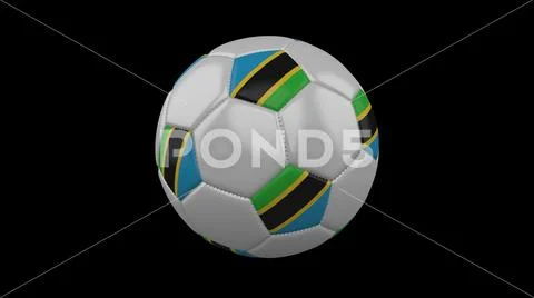 Football ball with flag Tanzania, 3d rendering Stock Illustration