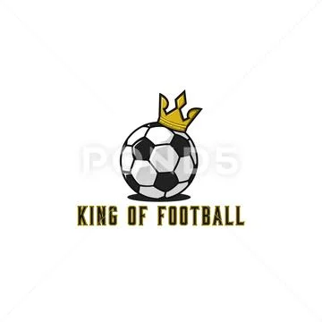 Football ball logo in gold crown, lettering t-shirt print soccer emblem ...