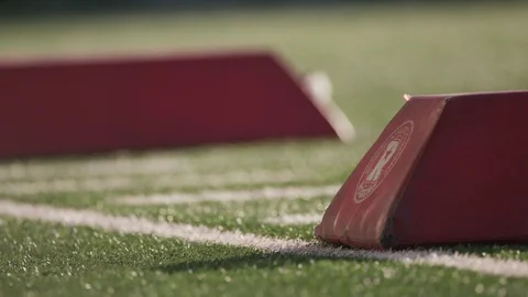 Football blocking pad on the ground Stock Footage 103883783