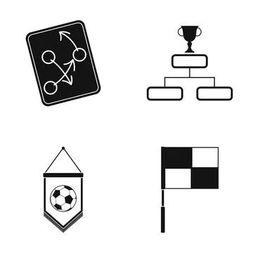 Football competition elements with tactical board and championship trophy Illustrazione stock