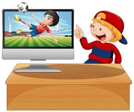 Football on computer desktop screen Illustrazione stock