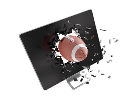 Football destroy computer screen. Stock Illustration