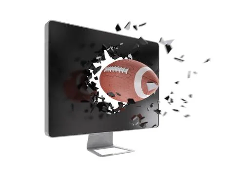 Football destroy computer screen. Stock Illustration