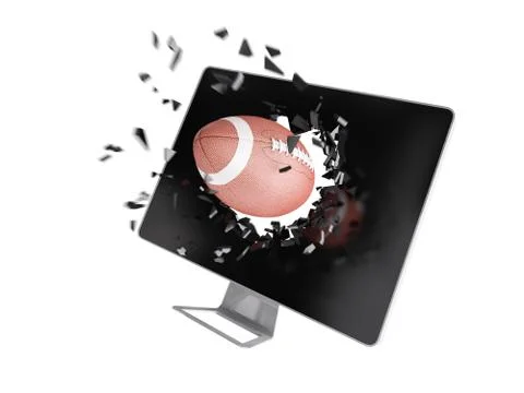 Football destroy computer screen. Stock Illustration