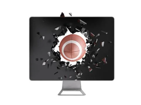 Football destroy computer screen. Stock Illustration