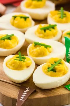 Football Deviled Eggs Stock Photos