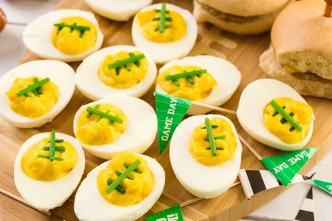 Football Deviled Eggs 스톡 사진