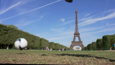 Football with the Eiffel tower Stock Footage 249202301