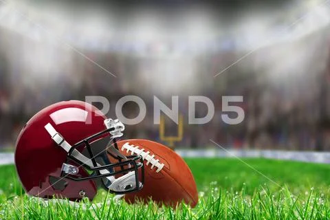 Football Equipment on Grass With Copy Space Stock Photos