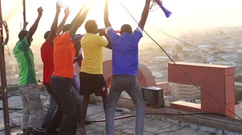 Football fans in Africa Stock Footage