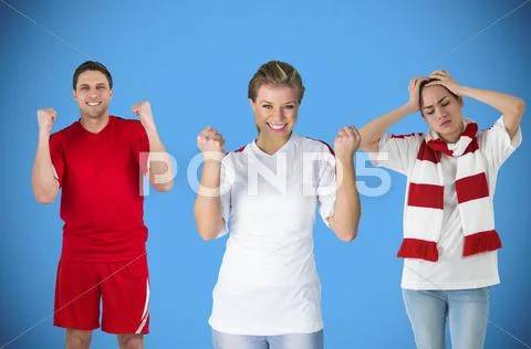 Football fans and player Stock Photos