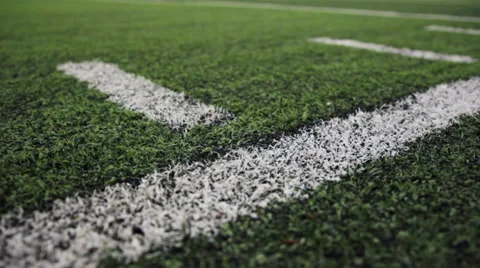 Football Field Boundary Line on Turf Stock Footage