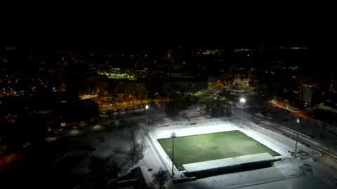 Football Field in Winter Stock Footage