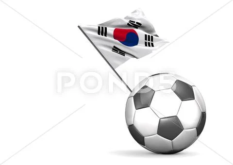 Football flag of south korea against white background Stock Illustration